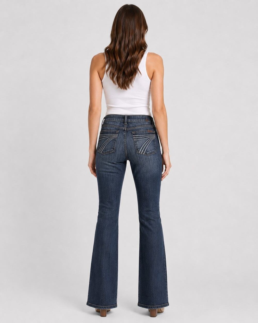 7 For All Mankind Dojo Grey Blue Cotton Flare Jeans 27